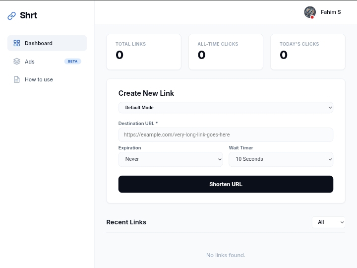 Custom URL Shortener — view3